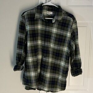 GAP Men's Casual Plaid Shirt - Green and Navy